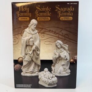 Costco Holy Family Nativity Figurines 4 Piece Set Joseph Mary Baby Jesus White‎